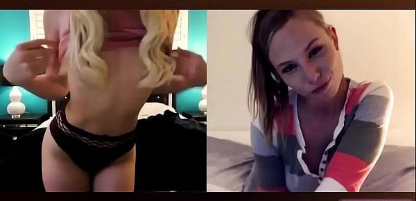  Lesbian babe video chats and masturbates